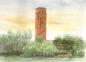 Preview: Postcard DIN-A6 Watercolor Maritime Art Print North Sea Island Borkum Old Lighthouse Beach Ocean Dunes